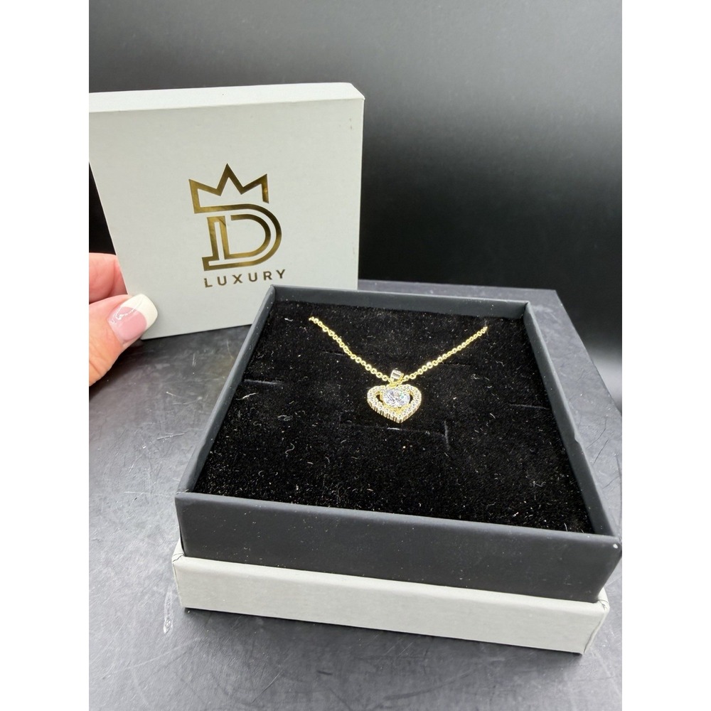 Goddezz Gold‑Tone Heart Pendant Necklace 16–18" 💛✨ Adjustable Fashion Jewelry